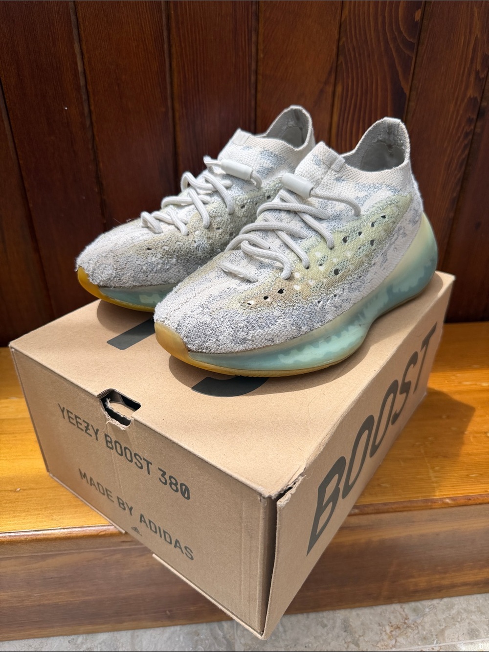 Yeezy Boost 380 by Adidas Sneakers with Pastel Green Sole
